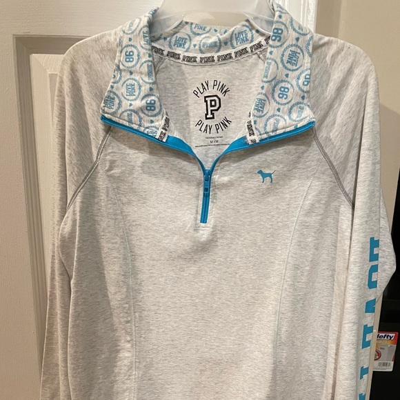 Pink Victoria’s Secret Women’s Quarter Zip Logo Sweatshirt NWOT - Picture 9 of 10